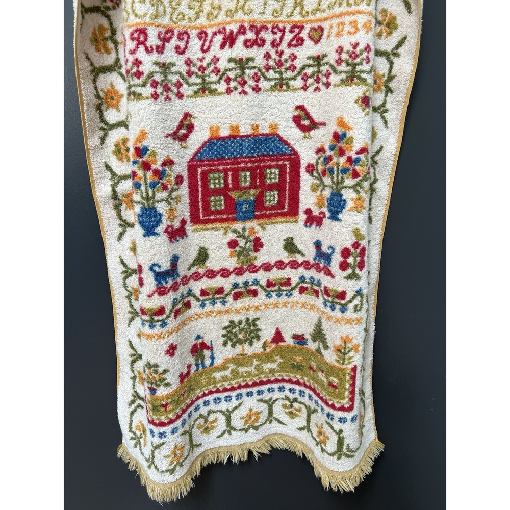 Vintage Fieldcrest 1970's Towel Set 2 ABC Country House Fringe Retro RARE Find - Picture 2 of 10